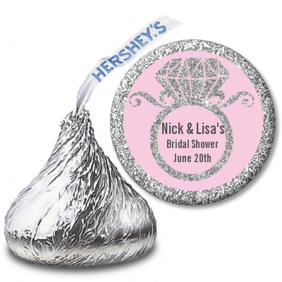  Engagement Ring Silver Glitter - Hershey Kiss Bridal Shower Sticker Labels Option 1