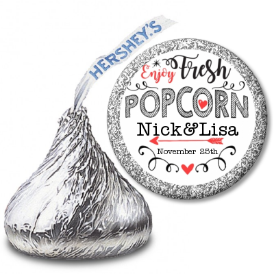 Enjoy Fresh Popcorn - Hershey Kiss Bridal Shower Sticker Labels