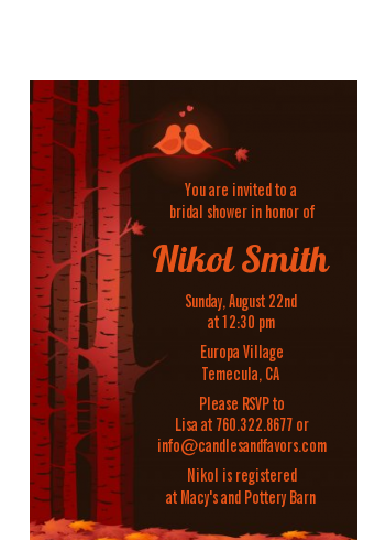 Fall Love Birds - Bridal Shower Petite Invitations