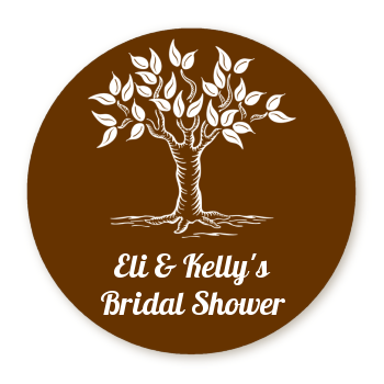  Fall Tree - Round Personalized Bridal Shower Sticker Labels 