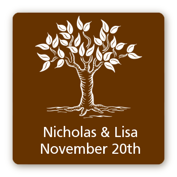 Fall Tree - Square Personalized Bridal Shower Sticker Labels