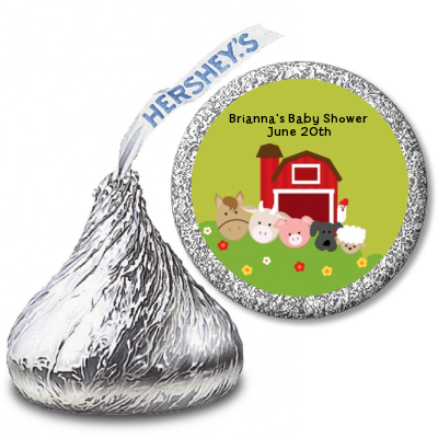 Farm Animals - Hershey Kiss Baby Shower Sticker Labels