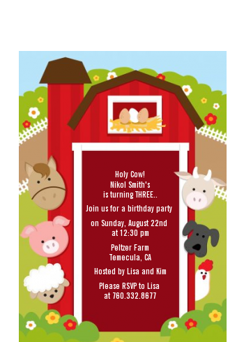 Farm Animals - Birthday Party Petite Invitations