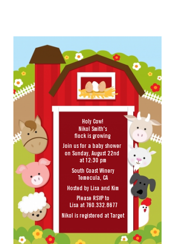  Farm Animals - Baby Shower Petite Invitations With Goat