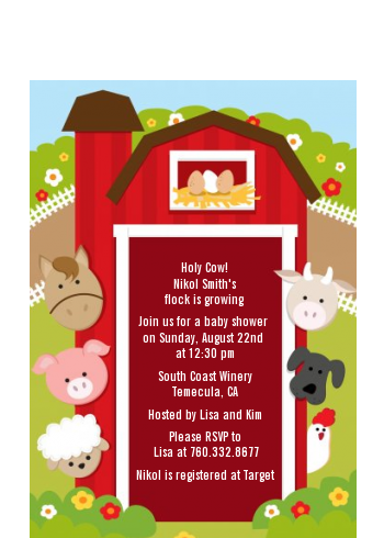  Farm Animals - Baby Shower Petite Invitations With Goat