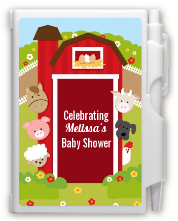 Farm Animals - Baby Shower Personalized Notebook Favor