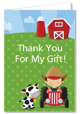 Farm Boy - Birthday Party Thank You Cards