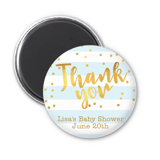  Faux Gold and Blue Stripes - Personalized Baby Shower Magnet Favors Baby Shower