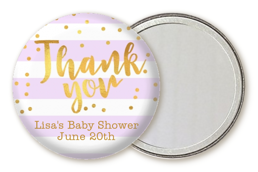  Faux Gold and Lavender Stripes - Personalized Baby Shower Pocket Mirror Favors Baby Shower