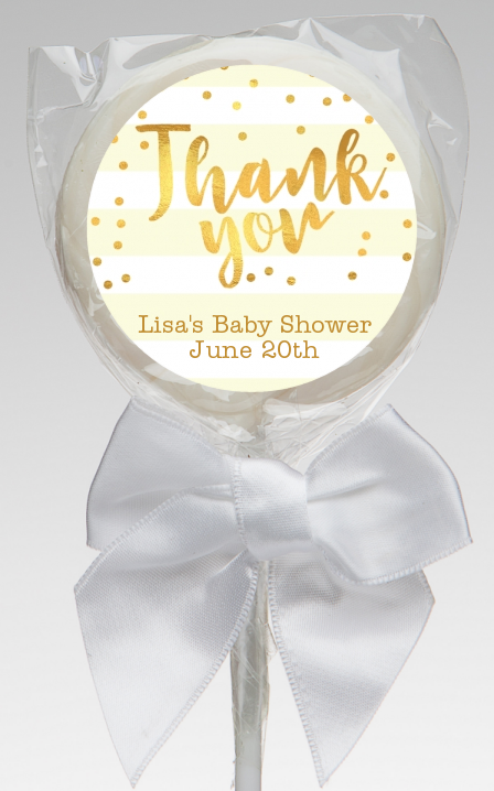  Faux Gold and Yellow Stripes - Personalized Baby Shower Lollipop Favors Baby Shower