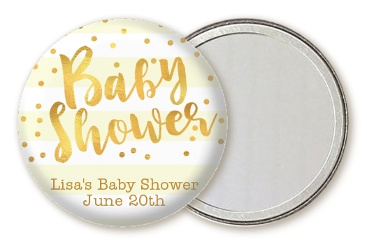  Faux Gold and Yellow Stripes - Personalized Baby Shower Pocket Mirror Favors Baby Shower