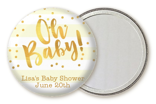  Faux Gold and Yellow Stripes - Personalized Baby Shower Pocket Mirror Favors Baby Shower