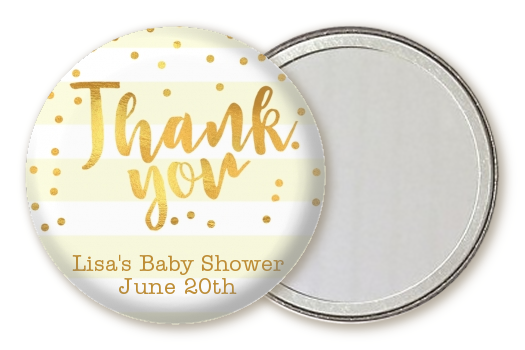  Faux Gold and Yellow Stripes - Personalized Baby Shower Pocket Mirror Favors Baby Shower