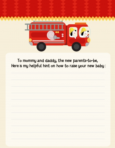 Fire Truck - Baby Shower Notes of Advice