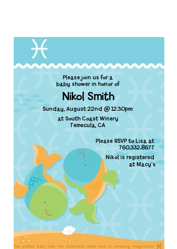 Fish | Pisces Horoscope - Baby Shower Petite Invitations