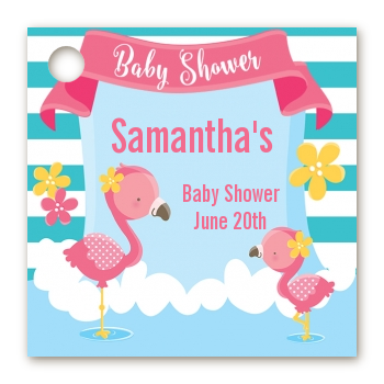  Flamingo - Personalized Baby Shower Card Stock Favor Tags Baby Shower