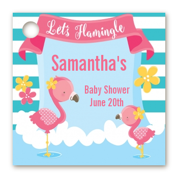  Flamingo - Personalized Baby Shower Card Stock Favor Tags Baby Shower
