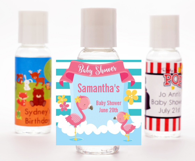  Flamingo - Personalized Baby Shower Hand Sanitizers Favors Baby Shower