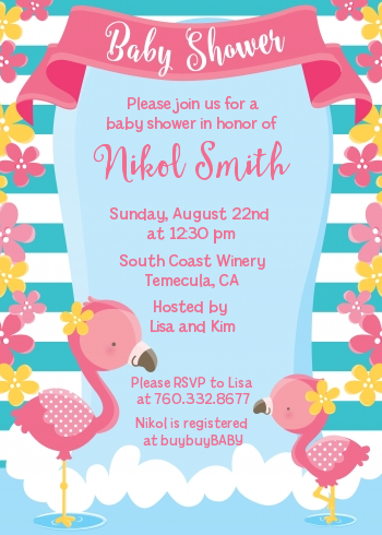 Flamingo - Baby Shower Invitations