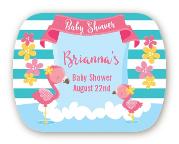  Flamingo - Personalized Baby Shower Rounded Corner Stickers Baby Shower