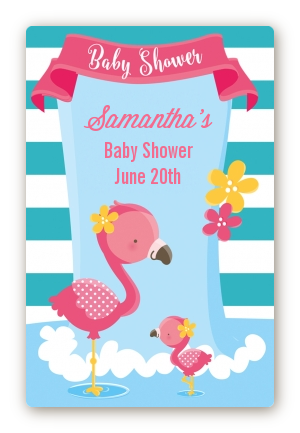  Flamingo - Custom Large Rectangle Baby Shower Sticker/Labels Baby Shower