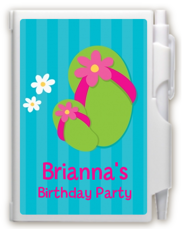 Flip Flops Girl Pool Party - Birthday Party Personalized Notebook Favor