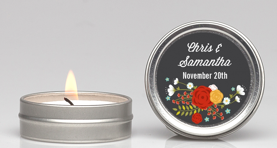  Floral Motif - Bridal Shower Candle Favors Option 1