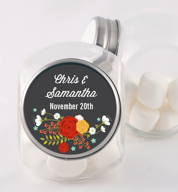  Floral Motif - Personalized Bridal Shower Candy Jar Option 1