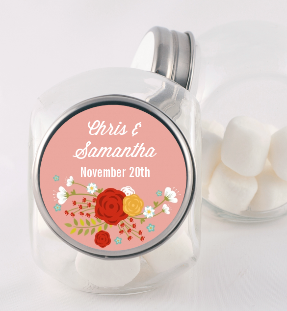  Floral Motif - Personalized Bridal Shower Candy Jar Option 1