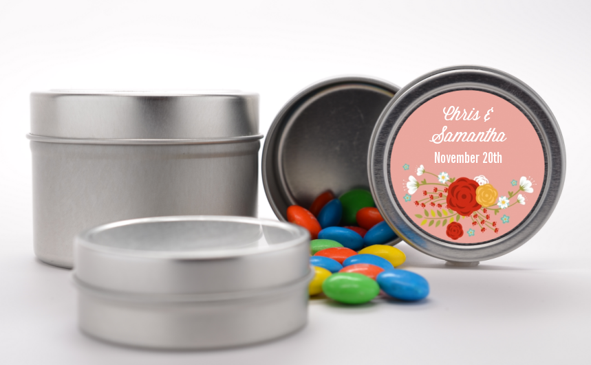  Floral Motif - Custom Bridal Shower Favor Tins Option 1