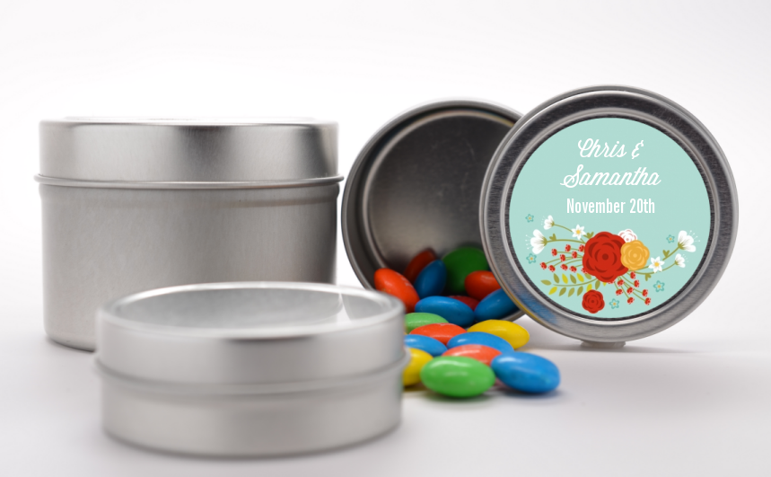  Floral Motif - Custom Bridal Shower Favor Tins Option 1