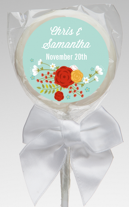  Floral Motif - Personalized Bridal Shower Lollipop Favors Option 1
