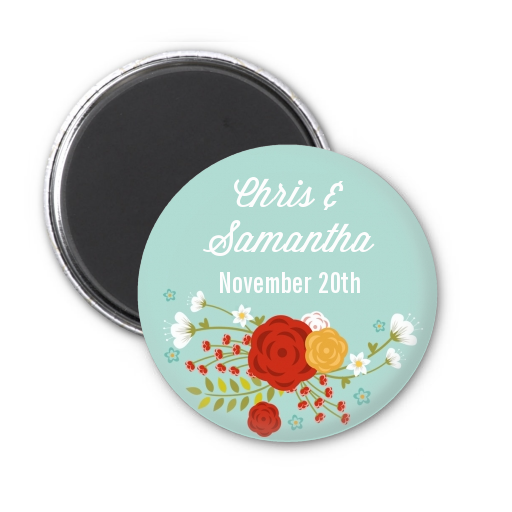  Floral Motif - Personalized Bridal Shower Magnet Favors Option 1