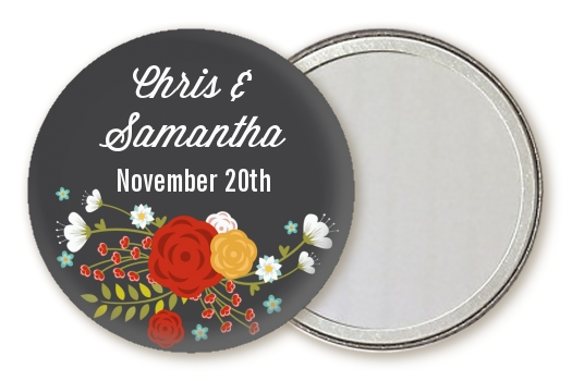  Floral Motif - Personalized Bridal Shower Pocket Mirror Favors Option 1