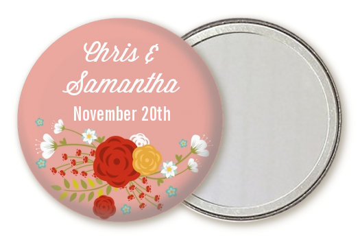  Floral Motif - Personalized Bridal Shower Pocket Mirror Favors Option 1