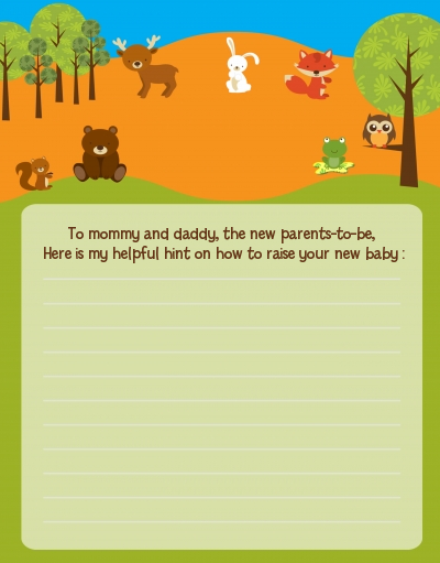 Forest Animals - Baby Shower Notes of Advice