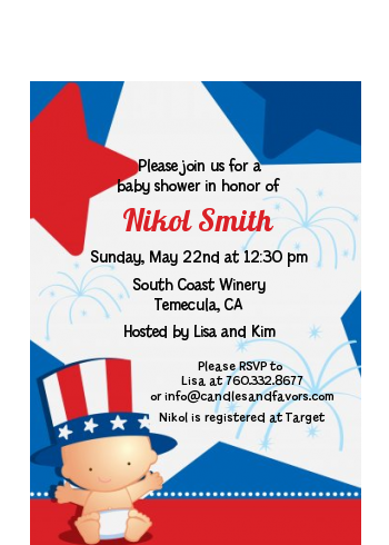 Fourth Of July Little Firecracker - Baby Shower Petite Invitations