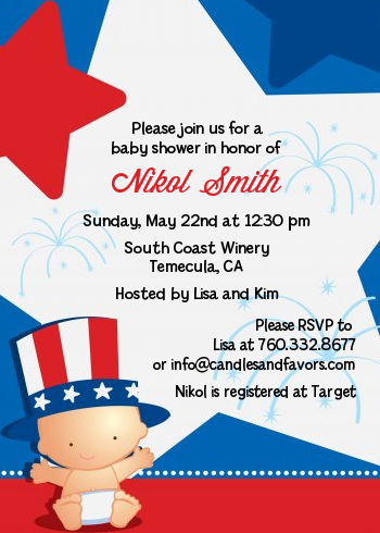 Fourth Of July Little Firecracker - Baby Shower Invitations
