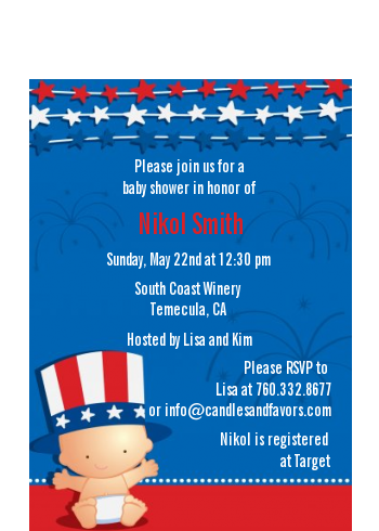 Fourth Of July Stars & Stripes - Baby Shower Petite Invitations