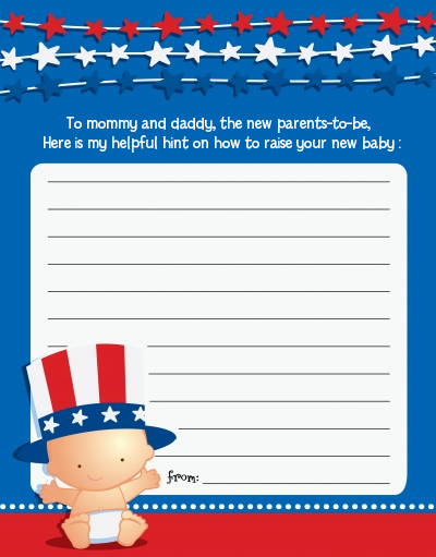 Fourth Of July Stars & Stripes - Baby Shower Notes of Advice