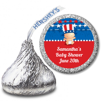 Fourth Of July Stars & Stripes - Hershey Kiss Baby Shower Sticker Labels