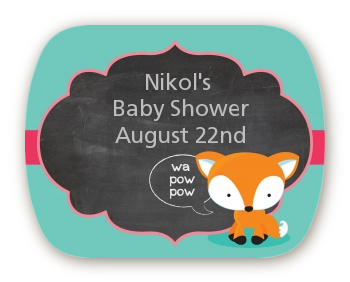 Fox and Friends - Personalized Baby Shower Rounded Corner Stickers