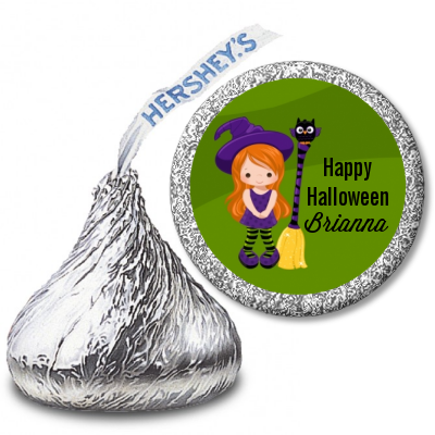  Friendly Witch Girl - Hershey Kiss Halloween Sticker Labels Option 1