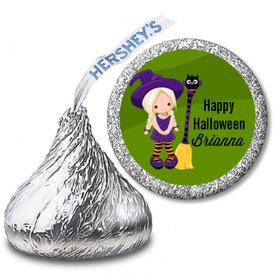  Friendly Witch Girl - Hershey Kiss Halloween Sticker Labels Option 1