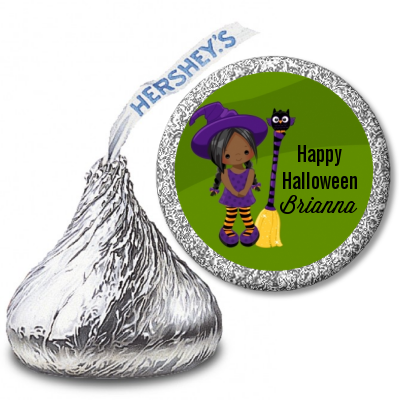  Friendly Witch Girl - Hershey Kiss Halloween Sticker Labels Option 1