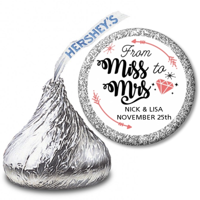 From Miss To Mrs - Hershey Kiss Bridal Shower Sticker Labels