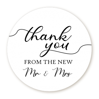  From The New Mr and Mrs - Round Personalized Bridal Shower Sticker Labels 