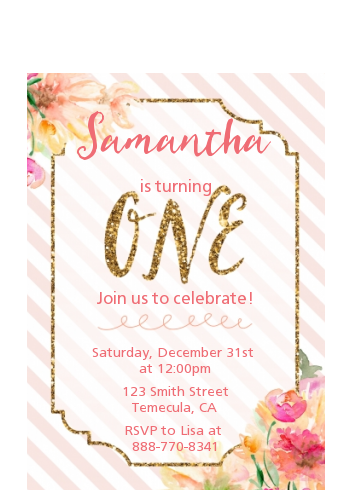 Fun to be One - 1st Birthday Girl - Birthday Party Petite Invitations