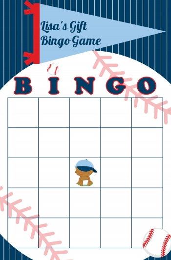  Future Baseball Player - Baby Shower Gift Bingo Game Card Caucasian