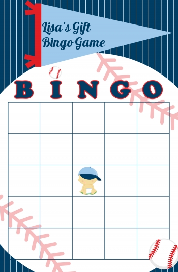  Future Baseball Player - Baby Shower Gift Bingo Game Card Caucasian